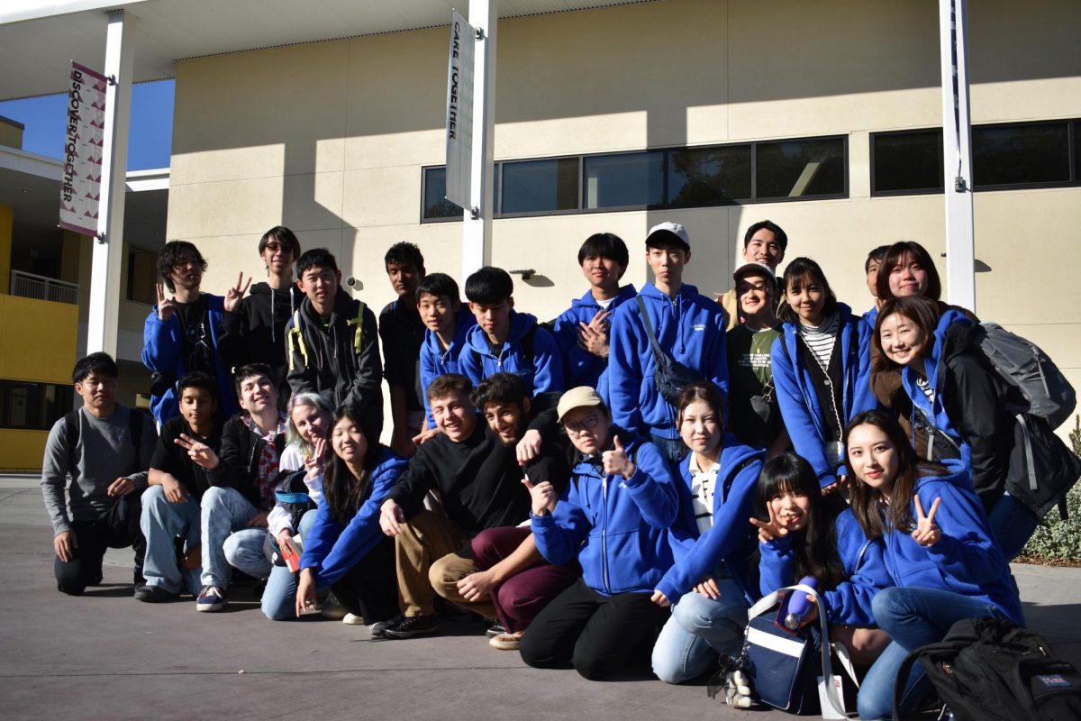 Japanese exchange students pose with their Gunn hosts.