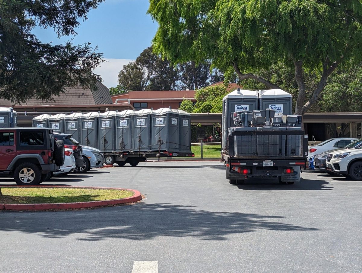 Thirty portable toilets arrive at Gunn's campus following the water-line break. 