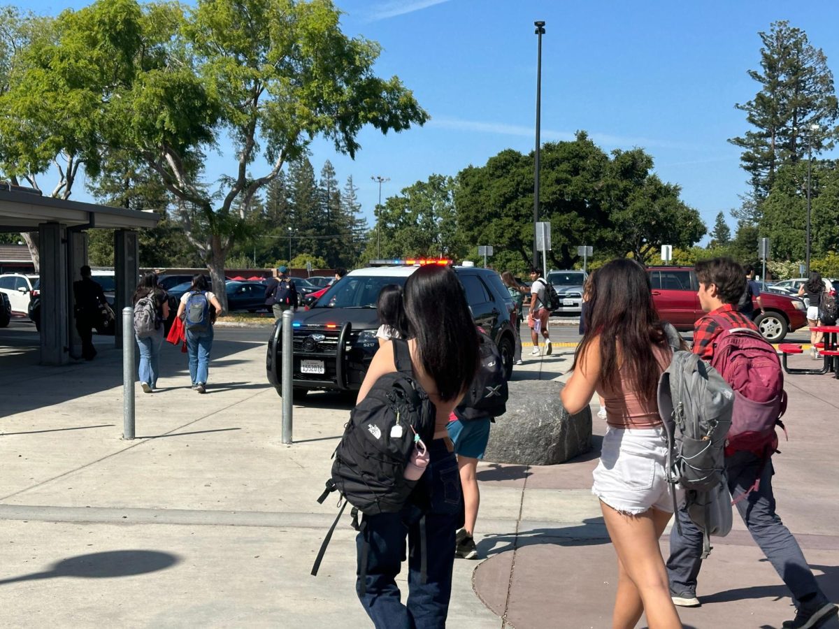 Students leave Gunn following the shelter-in-place mandate.
