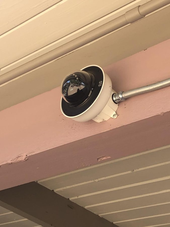 A Cisco Meraki camera set up on an overhang near J-6. 